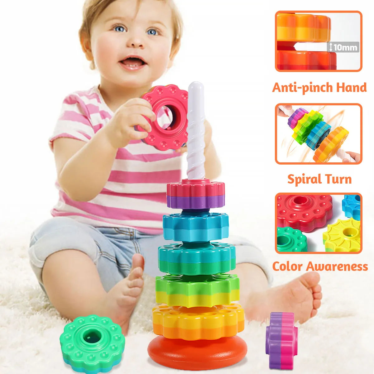 Montessori Rotating Rainbow Tower