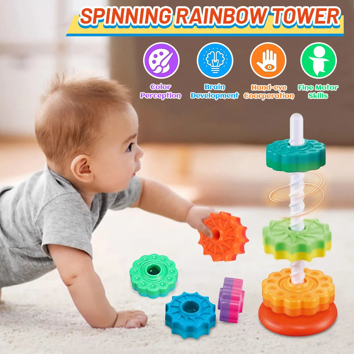 Montessori Rotating Rainbow Tower